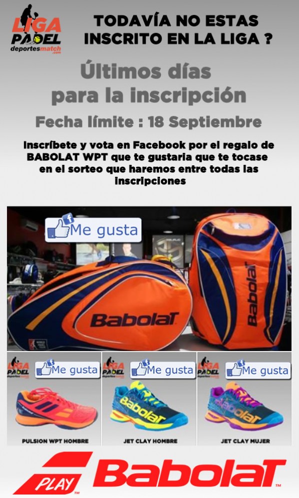 Todavia no estas inscrito en la Liga de Padel???... Ultimos días , fecha límite 18 de septiembre.